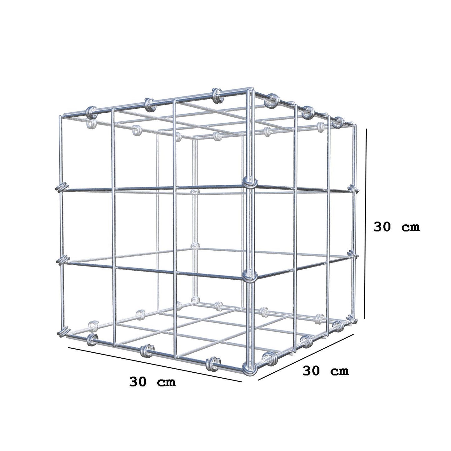 Gabbione 30 cm x 30 cm x 30 cm (L x H x P), maglia 10 x 10 cm, anello a spirale