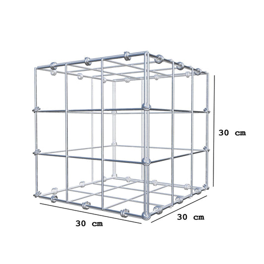 Gabion 30 cm x 30 cm x 30 cm (L x H x D), maskstorlek 10 x 10 cm, spiralring