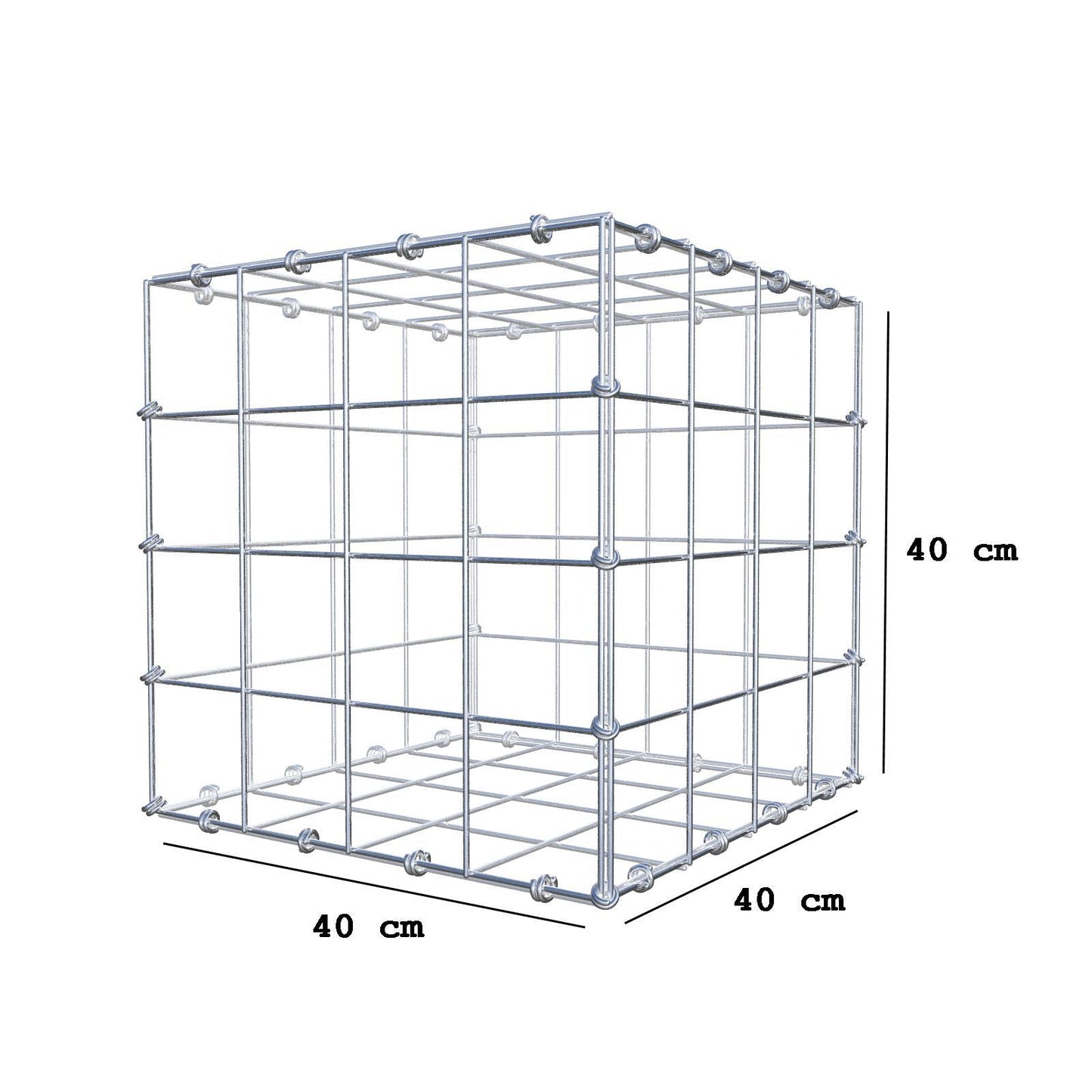 Gabion 40 cm x 40 cm x 40 cm (L x H x P), mailles 10 x 10 cm, anneau en spirale