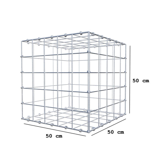 Gabion 50 cm x 50 cm x 50 cm (L x H x D), maskstorlek 10 x 10 cm, spiralring