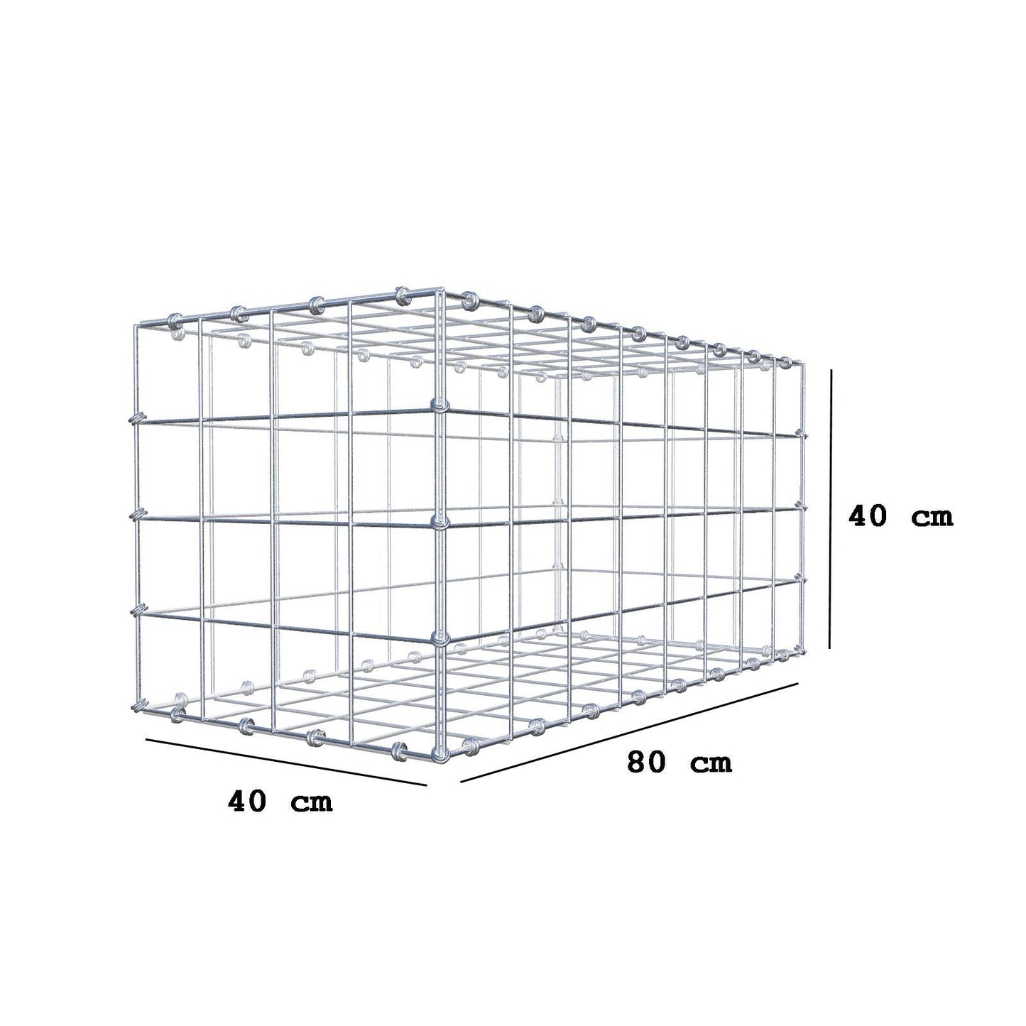 Gabion 80 cm x 40 cm x 40 cm (L x H x D), mesh size 10 x 10 cm, spiral ring