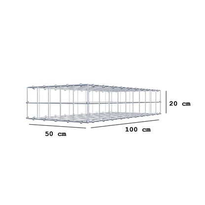 Gabion 100 cm x 20 cm x 50 cm (L x H x D), maskstorlek 10 x 10 cm, spiralring
