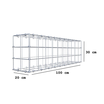 Gabione 100 cm x 30 cm x 20 cm (L x H x T), Maschenweite 10 x 10 cm, Spiralring