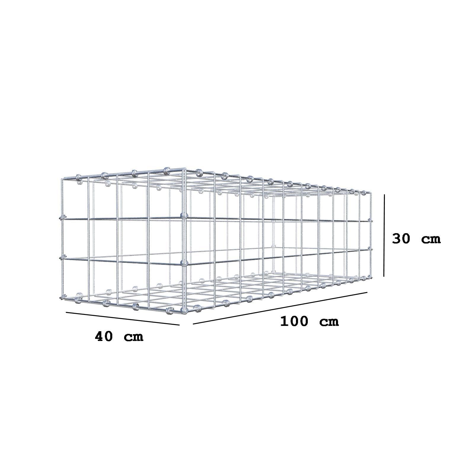 Schanskorf 100 cm x 30 cm x 40 cm (L x H x D), maaswijdte 10 x 10 cm, spiraalring