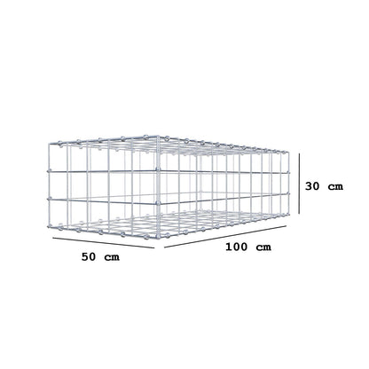 Gabion 100 cm x 30 cm x 50 cm (L x H x D), maskestørrelse 10 x 10 cm, spiralring