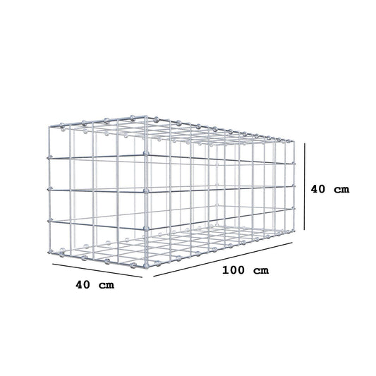 Gabion 100 cm x 40 cm x 40 cm (L x H x D), maskstorlek 10 x 10 cm, spiralring