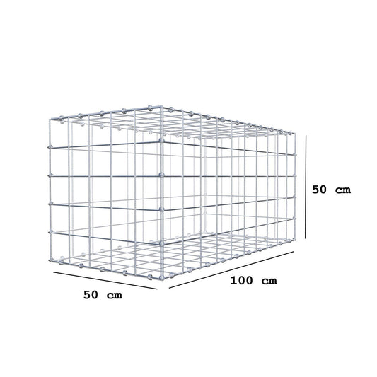 Gabion 100 cm x 50 cm x 50 cm (L x H x P), mailles 10 x 10 cm, anneau en spirale