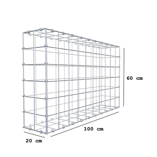 Gabion 100 cm x 60 cm x 20 cm (L x H x P), mailles 10 x 10 cm, anneau en spirale