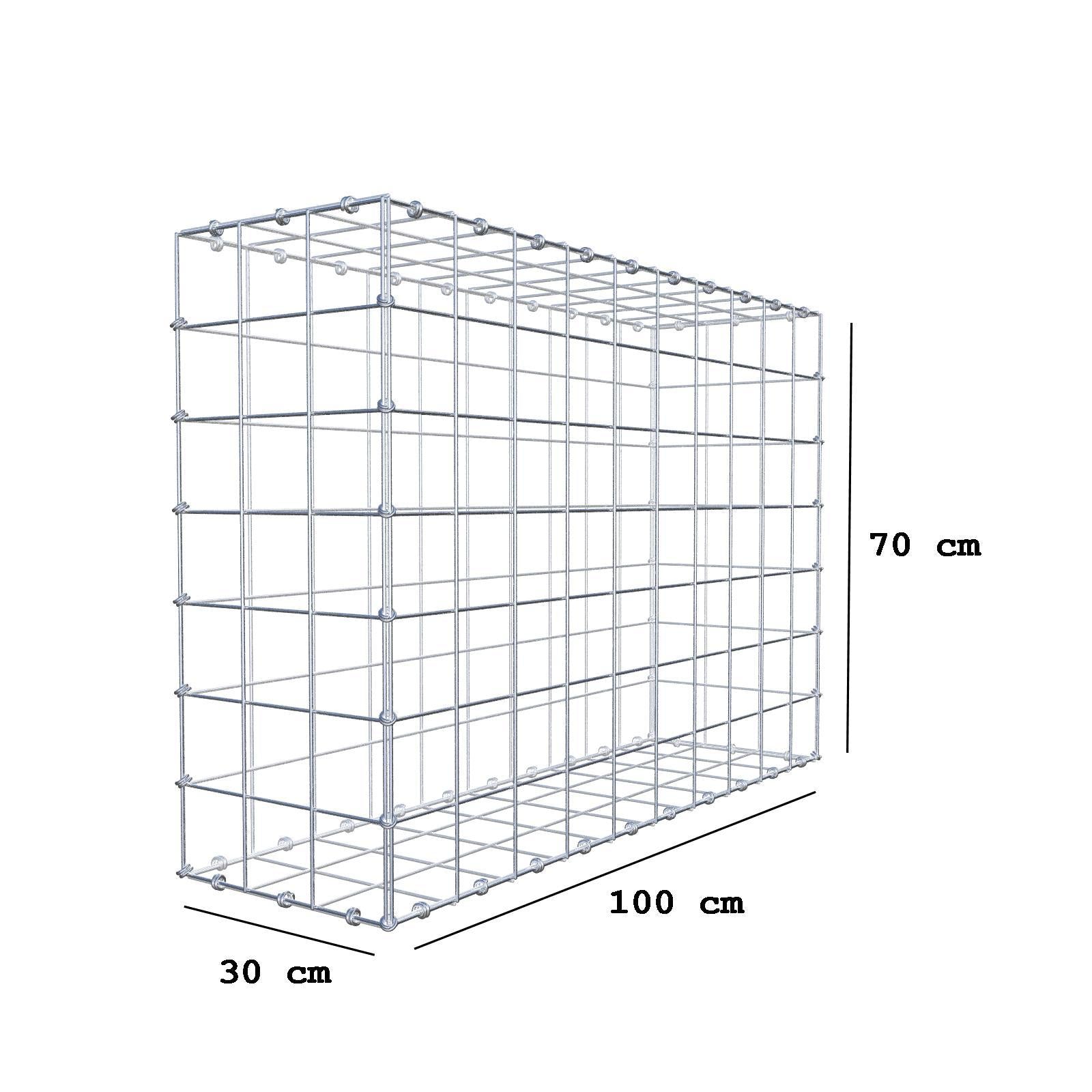 Gabion 100 cm x 70 cm x 30 cm (L x H x D), mesh size 10 x 10 cm, spiral ring