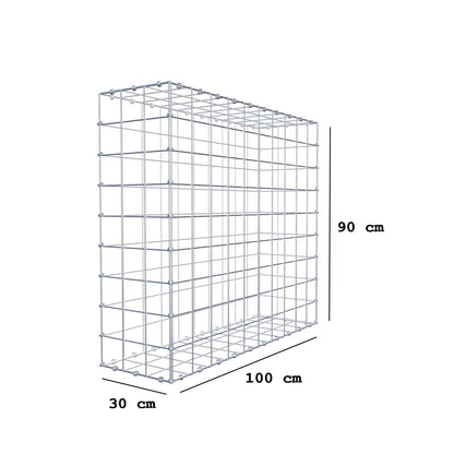 Gabion 100 cm x 90 cm x 30 cm (L x H x D), mesh size 10 x 10 cm, spiral ring