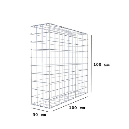 Gabbione 100 cm x 100 cm x 30 cm (L x H x P), maglia 10 x 10 cm, anello a spirale