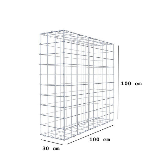 Gabione 100 cm x 100 cm x 30 cm (L x H x T), Maschenweite 10 x 10 cm, Spiralring