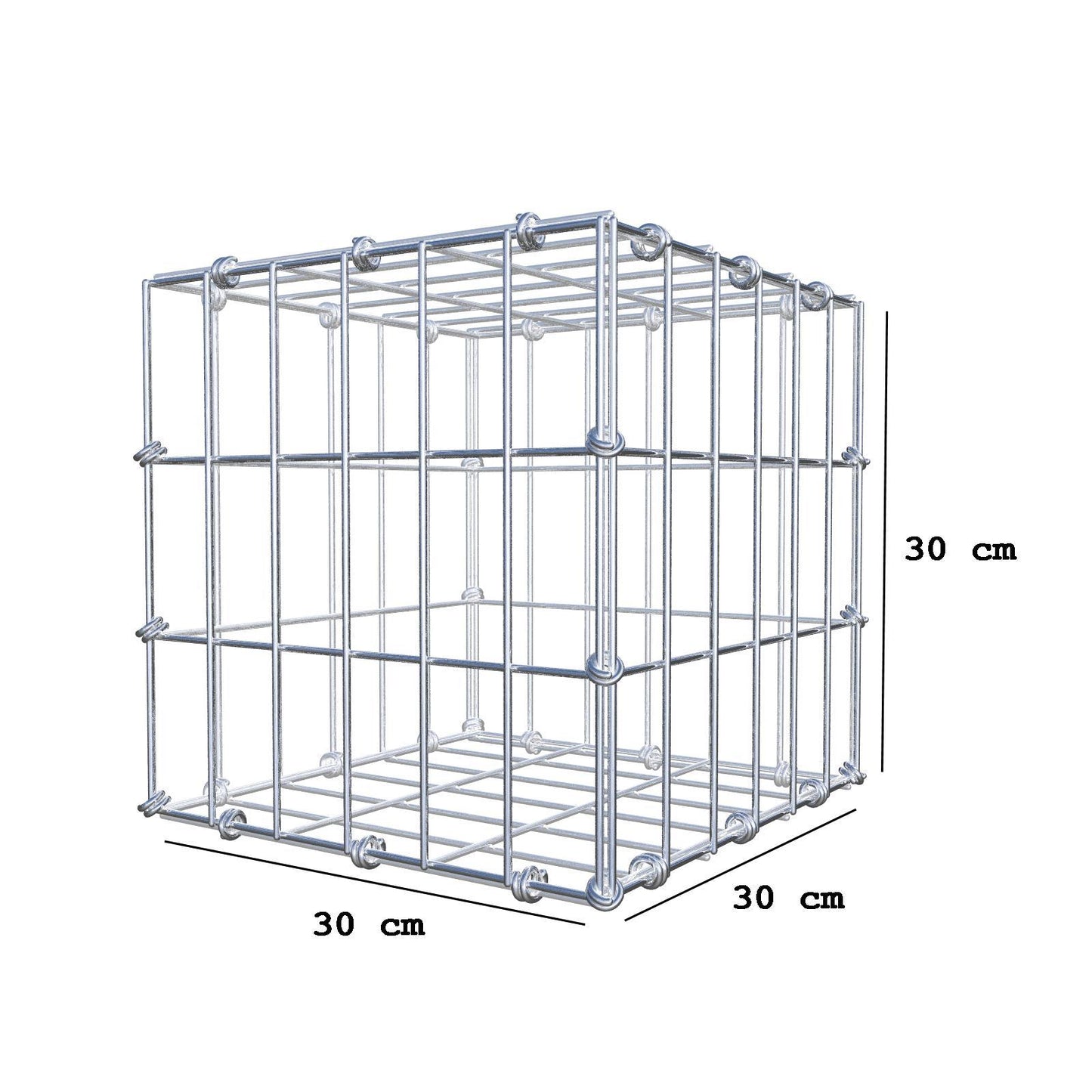 Gabbione 30 cm x 30 cm x 30 cm (L x H x P), maglia 5 x 10 cm, anello a spirale