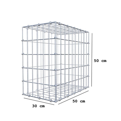 Gabion 50 cm x 50 cm x 30 cm (L x H x D), maskestørrelse 5 x 10 cm, spiralring