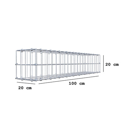 Gabbione 100 cm x 20 cm x 20 cm (L x H x P), maglia 5 x 10 cm, anello a spirale