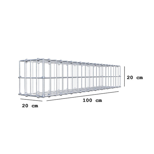 Gabbione 100 cm x 20 cm x 20 cm (L x H x P), maglia 5 x 10 cm, anello a spirale