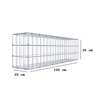 Gabion 100 cm x 30 cm x 20 cm (L x H x D), maskestørrelse 5 x 10 cm, spiralring