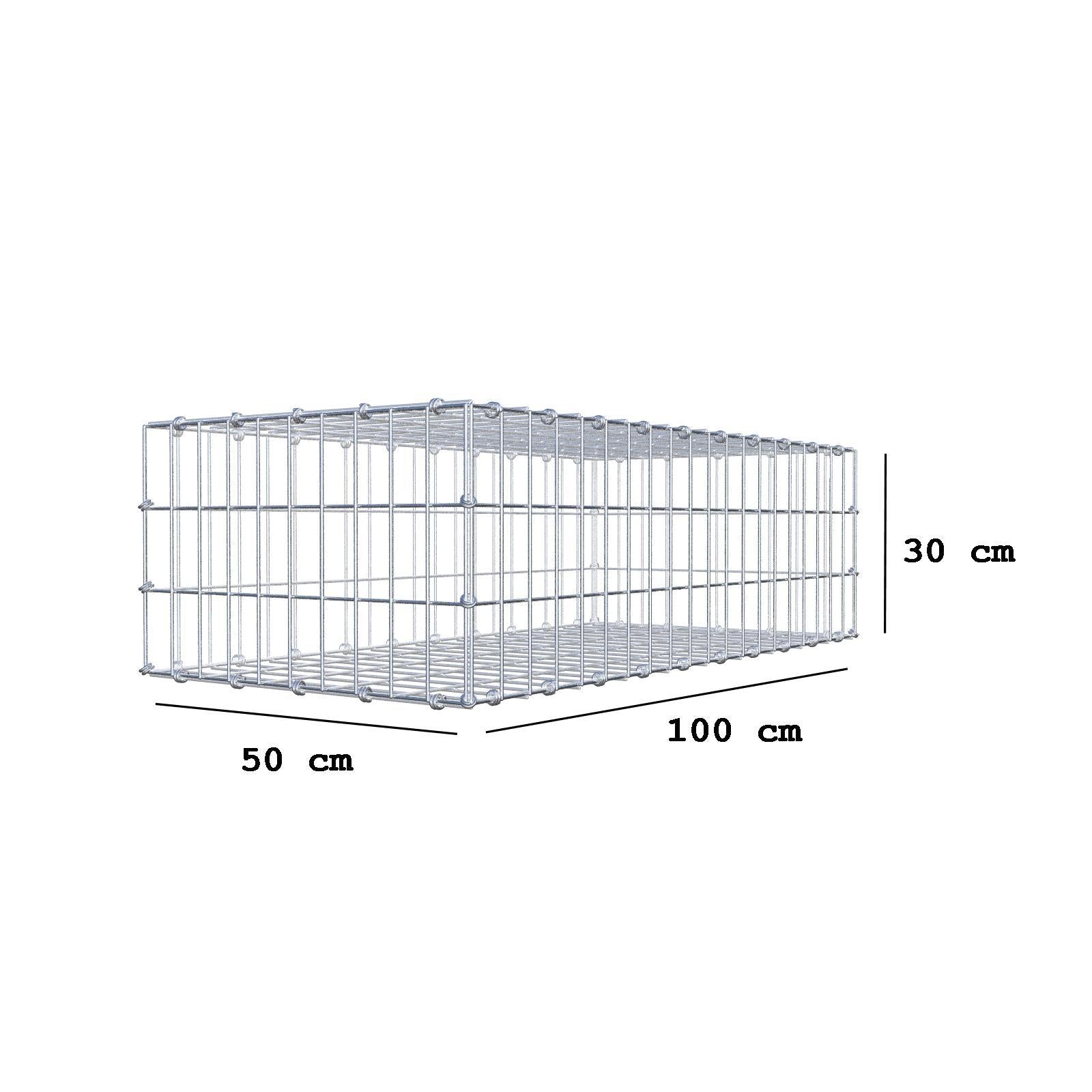 Gabion 100 cm x 30 cm x 50 cm (L x H x D), maskstorlek 5 x 10 cm, spiralring