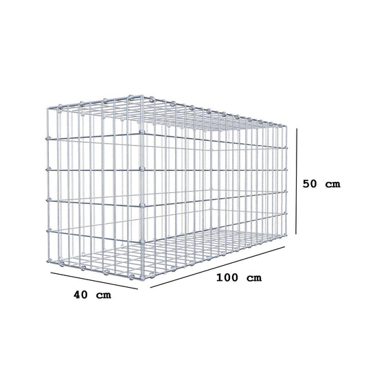 Gabion 100 cm x 50 cm x 40 cm (L x H x P), mailles 5 x 10 cm, anneau en spirale