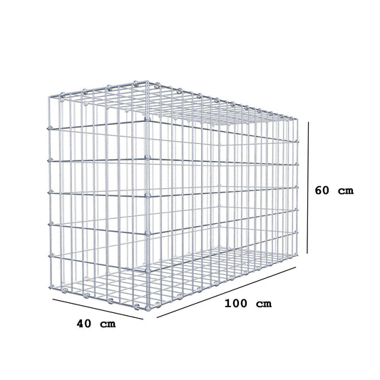 Gabion 100 cm x 60 cm x 40 cm (L x H x D), maskestørrelse 5 x 10 cm, spiralring