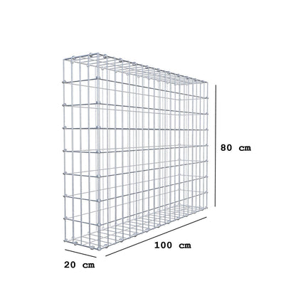 Gabion 100 cm x 80 cm x 20 cm (L x H x D), mesh size 5 x 10 cm, spiral ring
