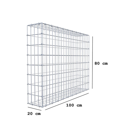 Gabion 100 cm x 80 cm x 20 cm (L x H x P), mailles 5 x 10 cm, anneau en spirale