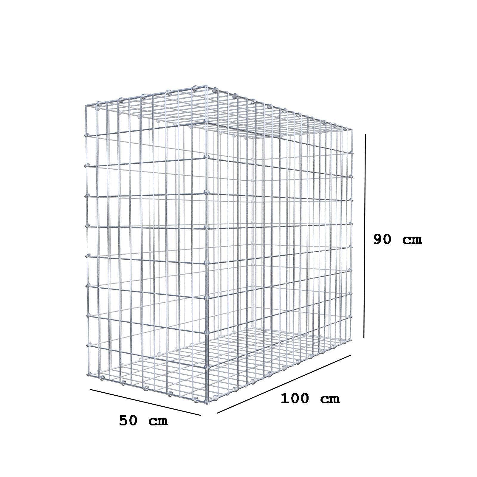 Gabbione 100 cm x 90 cm x 50 cm (L x H x P), maglia 5 x 10 cm, anello a spirale