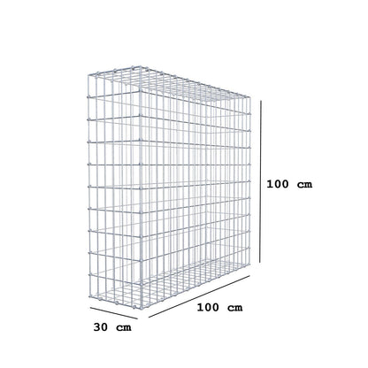 Schanskorf 100 cm x 100 cm x 30 cm (L x H x D), maaswijdte 5 x 10 cm, spiraalring