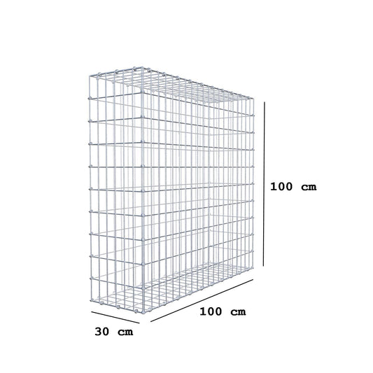 Gabione 100 cm x 100 cm x 30 cm (L x H x T), Maschenweite 5 x 10 cm, Spiralring