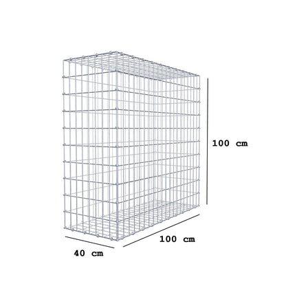 Gabion 100 cm x 100 cm x 40 cm (L x H x D), maskstorlek 5 x 10 cm, spiralring