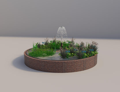 Gabion-hævedam rund, ydre diameter 382 cm, højde 50 cm, maskestørrelse 5 x 5 cm, vægtykkelse 15 cm