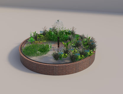 Gabion-hævedam rund, ydre diameter 382 cm, højde 50 cm, maskestørrelse 5 x 5 cm, vægtykkelse 15 cm