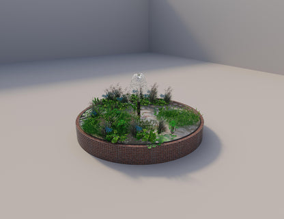 Gabion-hævedam rund, ydre diameter 382 cm, højde 50 cm, maskestørrelse 5 x 5 cm, vægtykkelse 15 cm