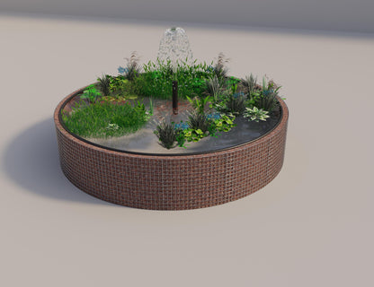 Gabion upphöjd damm rund, ytterdiameter 382 cm, höjd 80 cm, maskstorlek 5 x 5 cm, väggtjocklek 15 cm