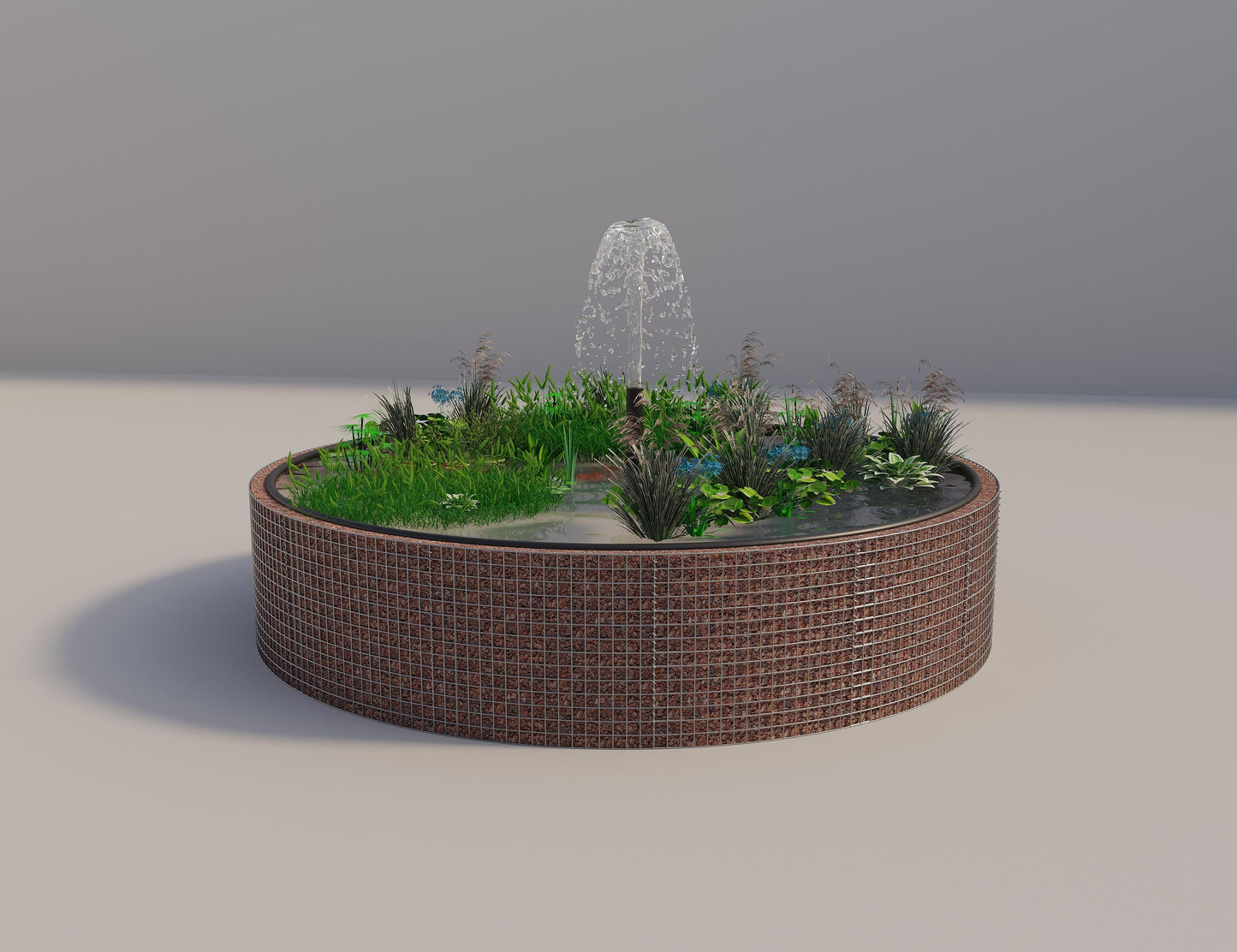 Gabion upphöjd damm rund, ytterdiameter 382 cm, höjd 80 cm, maskstorlek 5 x 5 cm, väggtjocklek 15 cm