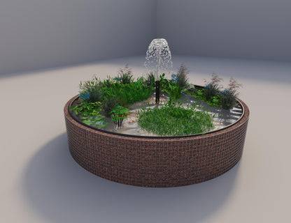 Gabion upphöjd damm rund, ytterdiameter 382 cm, höjd 80 cm, maskstorlek 5 x 5 cm, väggtjocklek 15 cm