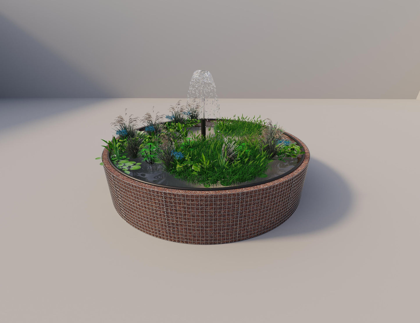 Gabion upphöjd damm rund, ytterdiameter 382 cm, höjd 80 cm, maskstorlek 5 x 5 cm, väggtjocklek 15 cm