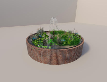 Gabion upphöjd damm rund, ytterdiameter 382 cm, höjd 80 cm, maskstorlek 5 x 5 cm, väggtjocklek 15 cm