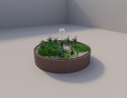 Gabion upphöjd damm rund, ytterdiameter 382 cm, höjd 80 cm, maskstorlek 5 x 5 cm, väggtjocklek 15 cm