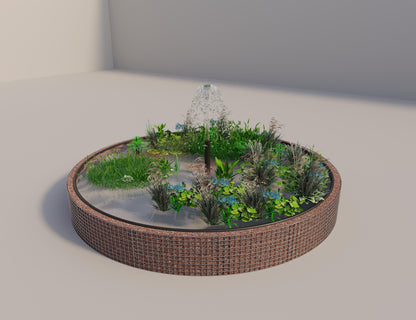 Gabion bassin surélevé rond, diamètre extérieur 412 cm, hauteur 50 cm, mailles 5 x 5 cm, épaisseur de paroi 15 cm