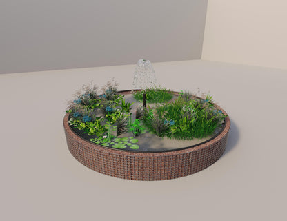 Gabion bassin surélevé rond, diamètre extérieur 412 cm, hauteur 50 cm, mailles 5 x 5 cm, épaisseur de paroi 15 cm