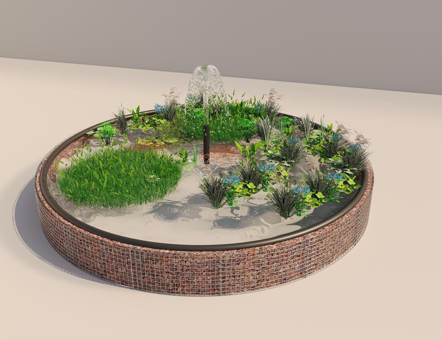 Gabion raised pond round, outer diameter 472 cm, height 50 cm, mesh size 5 x 5 cm, wall thickness 15 cm