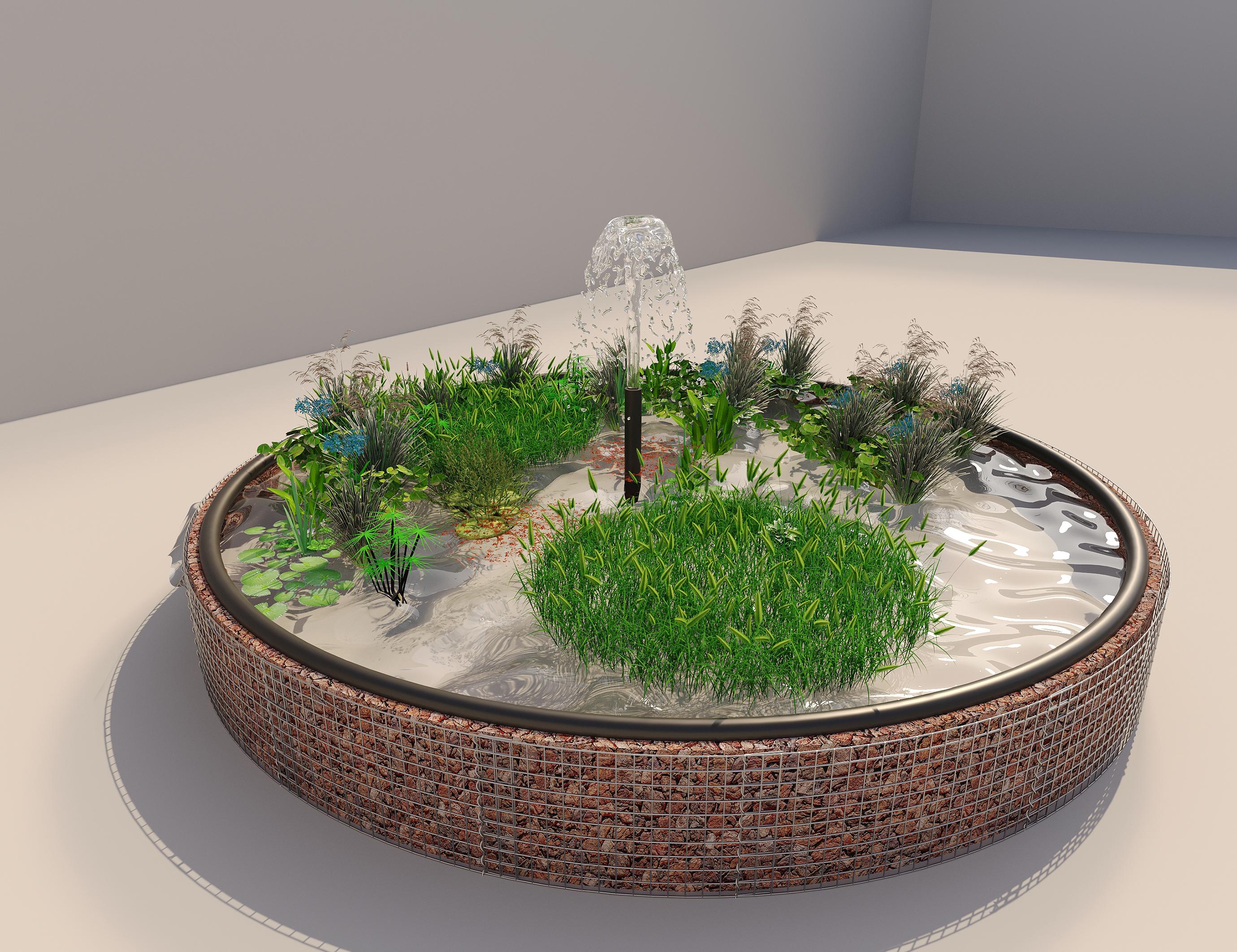 Gabion raised pond round, outer diameter 472 cm, height 50 cm, mesh size 5 x 5 cm, wall thickness 15 cm
