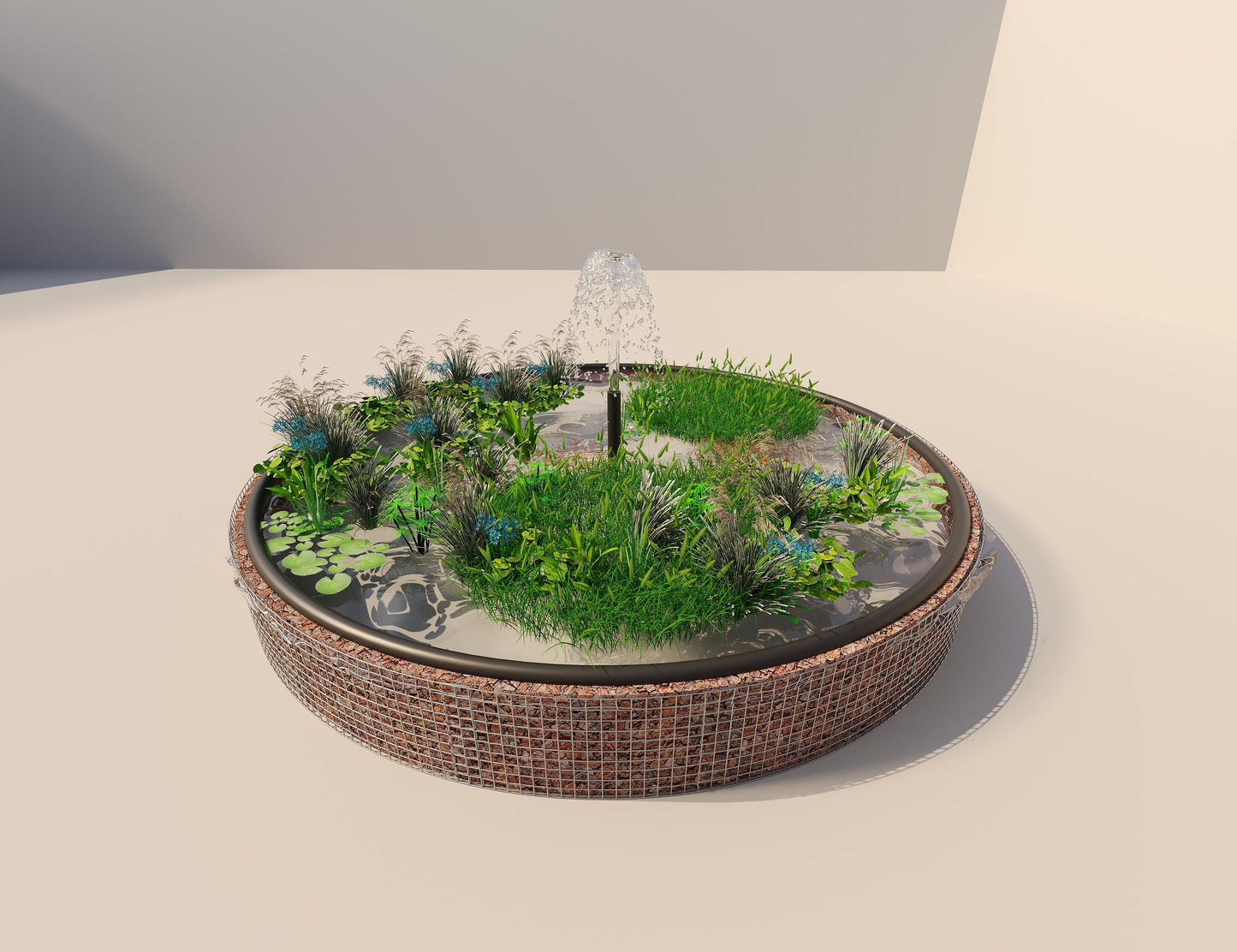 Gabion raised pond round, outer diameter 472 cm, height 50 cm, mesh size 5 x 5 cm, wall thickness 15 cm