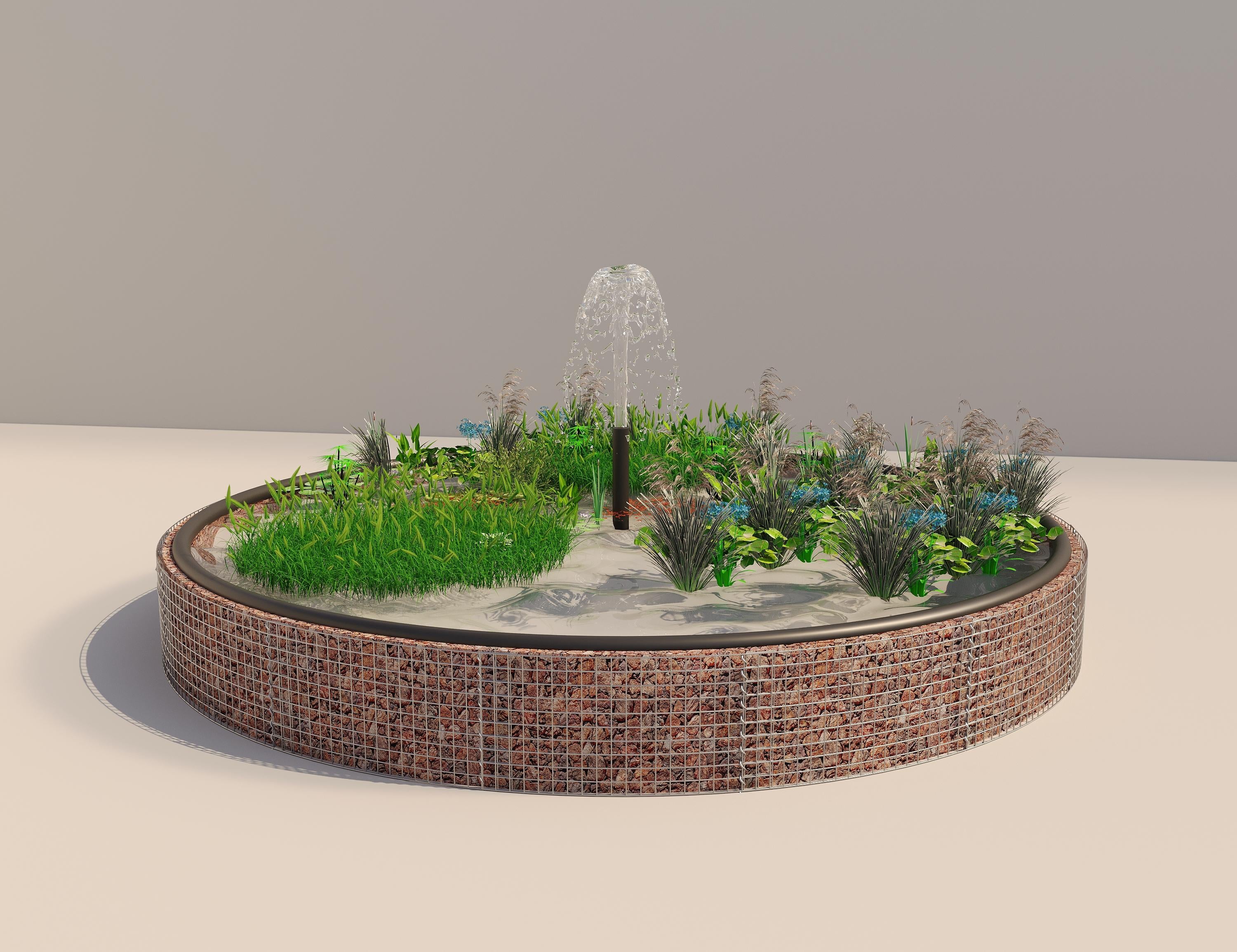 Gabionen Hochteich rund, Außendurchmesser 502 cm, Höhe 50 cm, Maschenweite 5 x 5 cm, Wandstärke 15 cm