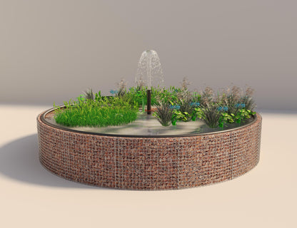Gabion bassin surélevé rond, diamètre extérieur 502 cm, hauteur 80 cm, mailles 5 x 5 cm, épaisseur de paroi 15 cm