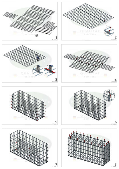Gabion 100 cm x 50 cm x 30 cm (L x H x D), maskestørrelse 5 x 10 cm, spiralring