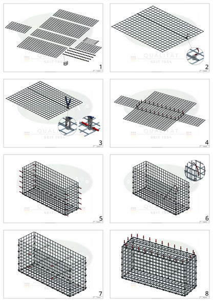 Gabion 100 cm x 60 cm x 30 cm (L x H x D), maskstorlek 5 x 5 cm, spiralring