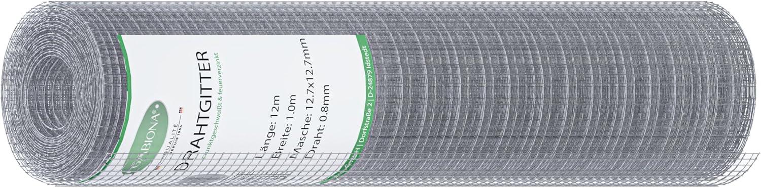 Draadrol 12 m x 1 m x 0,8 mm, maaswijdte 12,7 x 12,7 mm