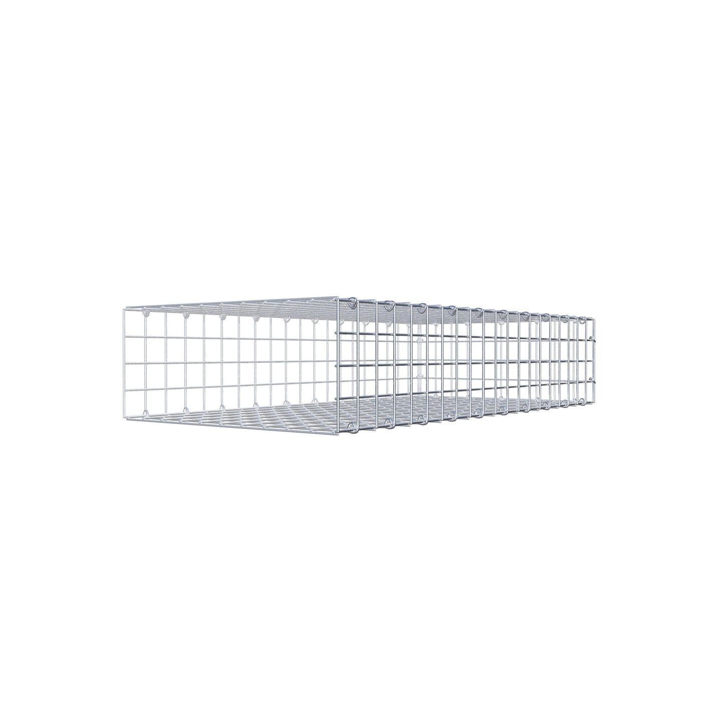 Type 2 oplegkorf 100 cm x 20 cm x 50 cm (L x H x D), maaswijdte 5 cm x 5 cm, C-ring